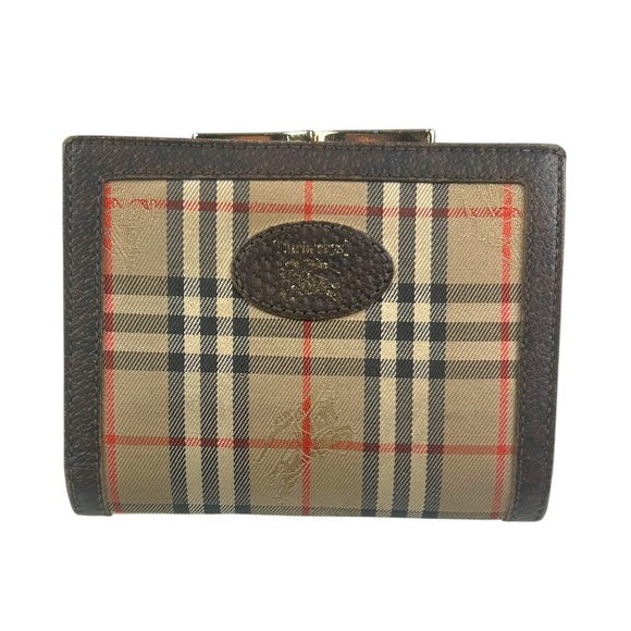 Burberry Beige and Red Plaid Checkered Vintage Wallet - Picture 1 of 8
